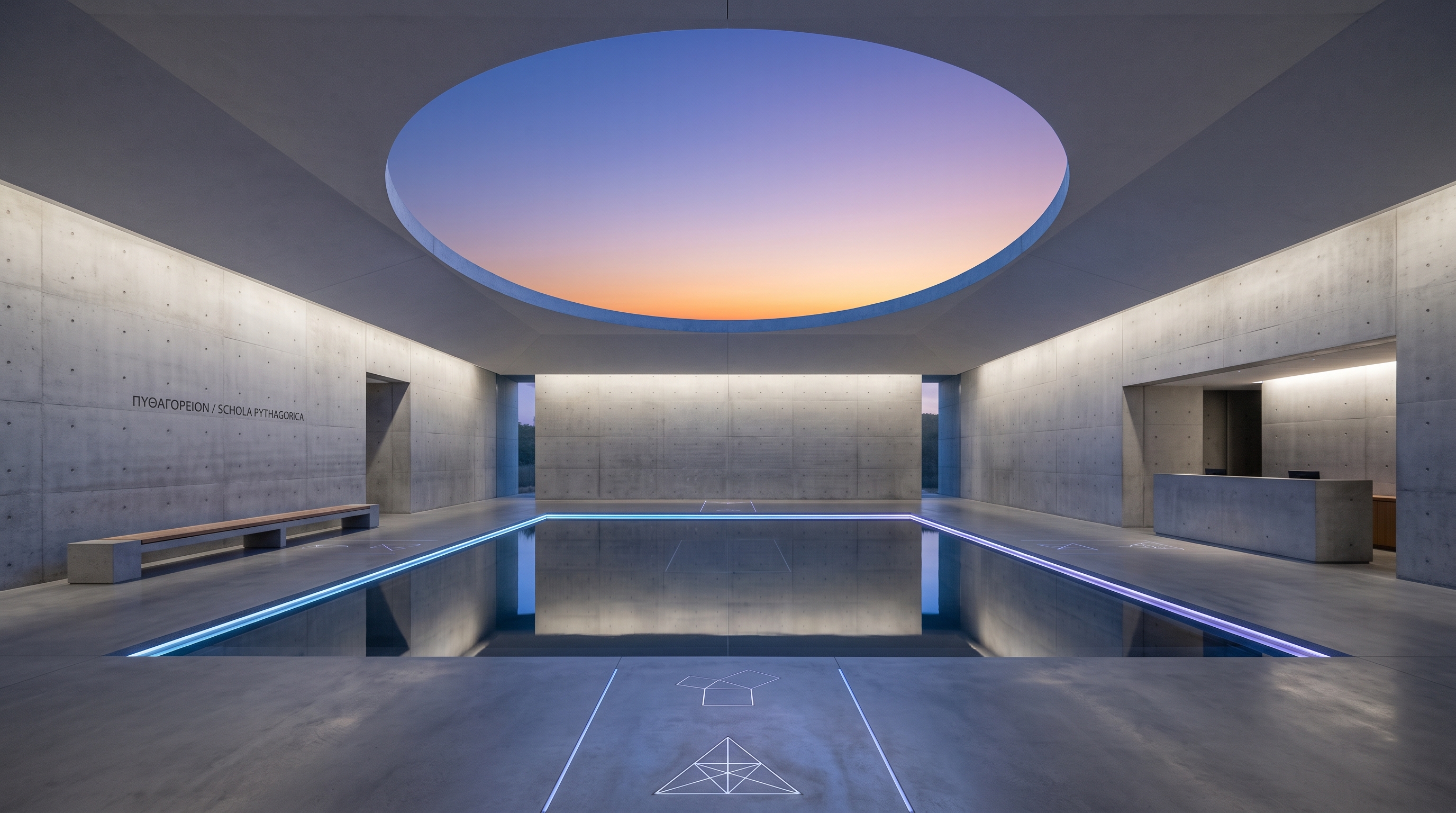 Skyspace pitagórico al crepúsculo